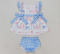 Flag, Bows & Plaid Bummie Set