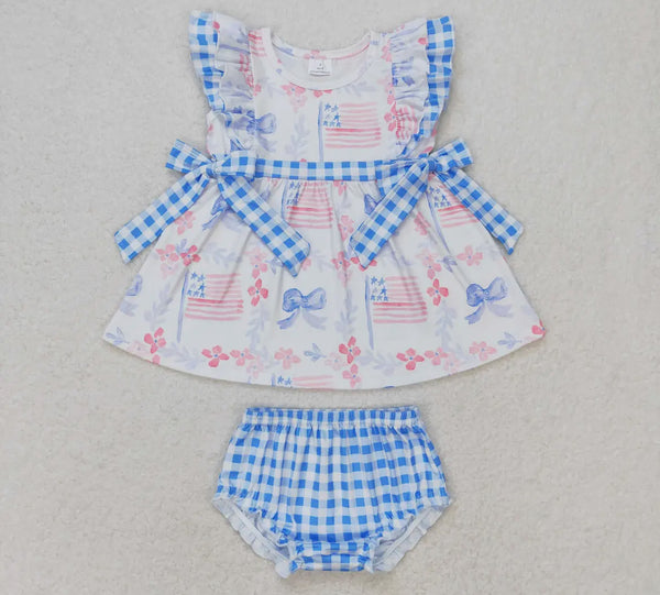 Flag, Bows & Plaid Bummie Set