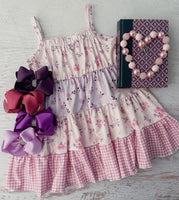 RTS Purple Floral Colorblock Dress