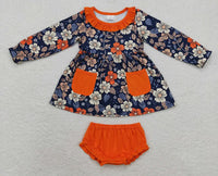 Orange Floral Bummie Set